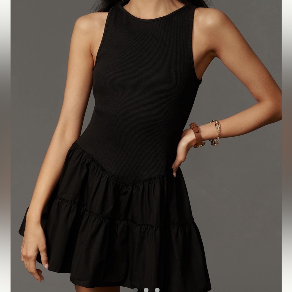 Anthropologie Daily Practice Rib Tank Drop-Waist Twofer Mini Dress